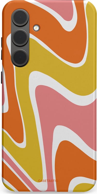 Casetastic hoesje geschikt voor Samsung Galaxy S24 Plus - Dubbellaagse bescherming - Retro rave - Fashion Case - Goud Terracotta Koraal Wit