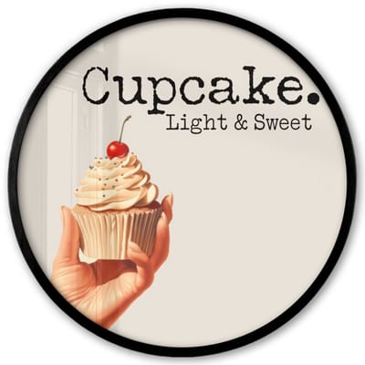 Poster in lijst Rond - Fotolijst 40x40 cm - Posters - Cupcake - Zoet - Kers - Ronde posterlijst zwart - Decoratie - Wanddecoratie woonkamer - Muurdecoratie slaapkamer