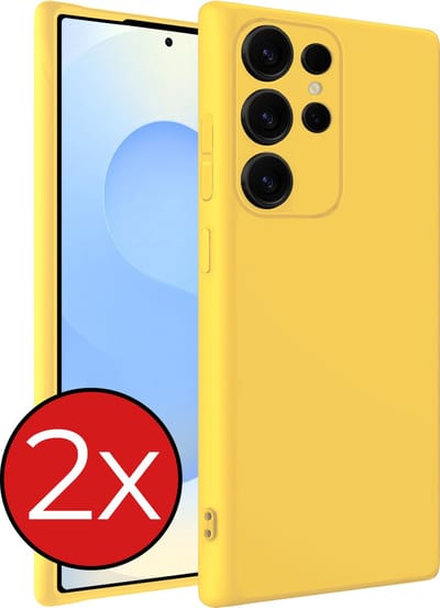 Hoesje - 2 Stuks - Geschikt voor Samsung Galaxy S25 Ultra - Sterk & Shockproof - Telefoonhoes - Back Cover - Case Siliconen - Telefoon Hoes - Geel