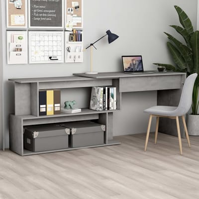 vidaXL - Hoekbureau - 200x50x76 - cm - bewerkt - hout - betongrijs