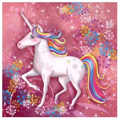 Peinture diamant thème licorne rose pour adultes, perceuse complète 5D, à faire soi-même, broderie, point de croix 30x30CM white