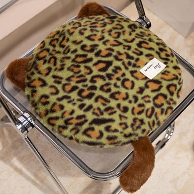 Luipaard Dierenprint Autostoelkussen Klassiek Dames Voorstoelhoezen Antislip Stoelkussen Voor Huisstoel Bank Vloer 40x40cm groen
