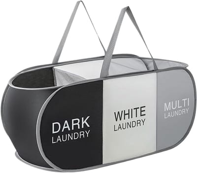 Wasmand Opvouwbaar - Kleding Organizer - Ruimtebesparend Opbergen - Drie Vakken Ontwerp - 83 x 36 x 36 cm