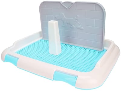 Allecto - Hondentoilet - Indoor hondenkattenbak - Droge voeten - Blauw - Potty training toilet - Geschikt voor hond en kat - 46,4 x 35,4 x 23,6 cm