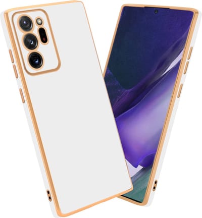 Cadorabo Hoesje geschikt voor Samsung Galaxy NOTE 20 ULTRA in Glossy Wit - Goud - Beschermhoes Case Cover van flexibel TPU-silicone en met camerabescherming