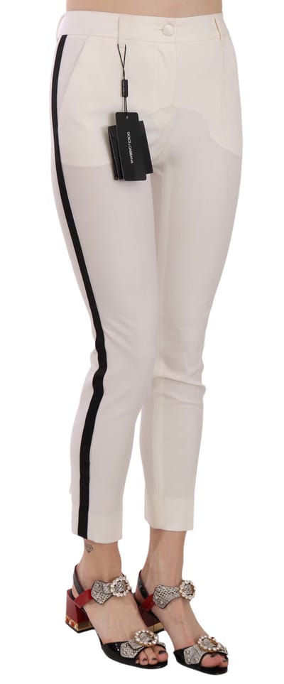 Dolce & Gabbana Witte zijstreepjes gekorte skinny broek voor dames