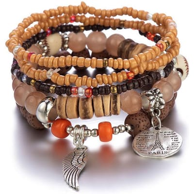 Bohemian Eiffeltoren Kralen Armband Set Voor Vrouwen Vleugel Bedel Kleurrijke Rijstkorrels Ketting Armband Dames Sieraden Cadeau