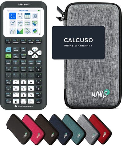 TI-84 Evo-T incl. WYNGS Beschermhoes Lichtgrijs - Grafische Rekenmachine - Basis Pakket