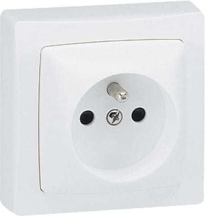 Stopcontact met Aarding en Automatische Eindkap - 3680 W, 230 V, Wit