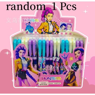 Mooie Kpop Demon Jagers Uitwisbare Gelpen 0,5 mm Zwarte Inkt Intrekbaar Navulbaar Friktie Pen voor School Kantoorartikelen Schrijfwaren blue