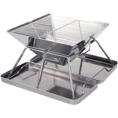 Grille de Barbecue en acier inoxydable, gril à charbon de bois pliable pour Camping en plein air, randonnée argenté