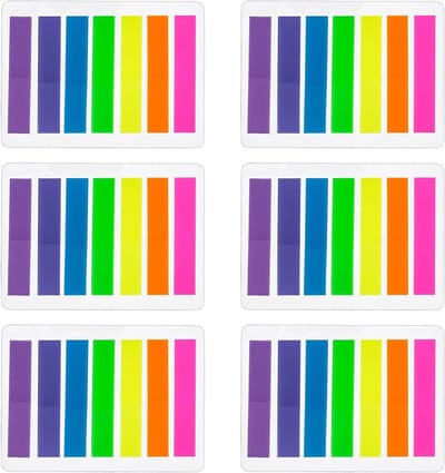 840 Stuks Zelfklevende Notities, 6 Sets in 7 Kleuren, 8 x 45 mm, Duidelijke en Verwijderbare Lijm, Kleurige Vlaggen voor Gekleurde Aantekeningen en Boekenleggers