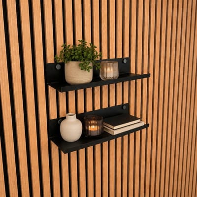 Dailygoods- Wandplank Zwart - Beugel voor Akoestische Panelen - 50 cm Breedte - Eenvoudige Installatie - Geen Boren Nodig - Stijlvol Ontwerp - Plank