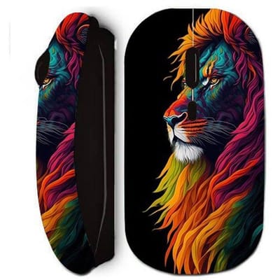 Souris noir sans Fil Lion Majestueux Coloré Maniacase