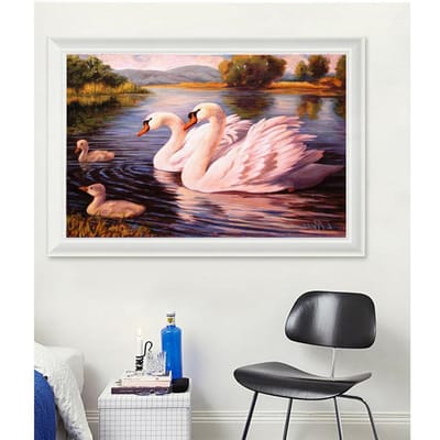 Borduren Kruissteek Kleurrijke Zwaan Foto Woondecoratie Cadeau Ronde Diy Pebble Diamond Painting 20X30CM