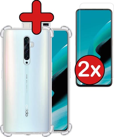 Hoesje - Met Screenprotector - 2 Stuks - Geschikt voor OPPO Reno 2Z - Sterk & Shockproof - Back Cover - Siliconen Case - Telefoon Hoes - Shock Proof - Telefoonhoes - Transparant