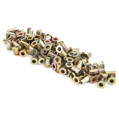 100 Stuks Klinkmoer Kleur Verzinkt Platte Kop Schroefdraad Nutsert Kit Hardware AccessoiresM3