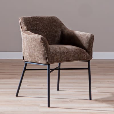 Bronx71® Eetkamerstoel Nubo chenille mocha - stoel