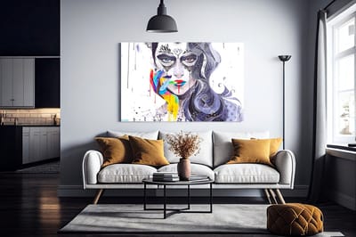 Canvas Schilderij - Vrouw - Abstract - Kleurrijk - Portret - 150x100x2 cm