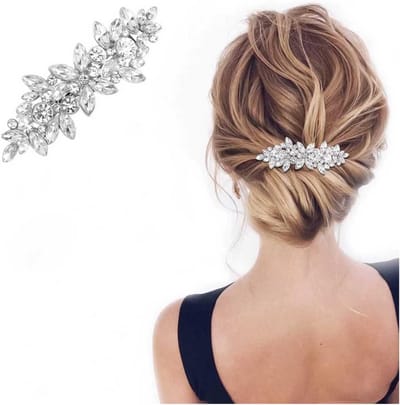 Verstelbare Haarclip met Kristallen Stenen - Zilverkleurige Bruidshaaraccessoire