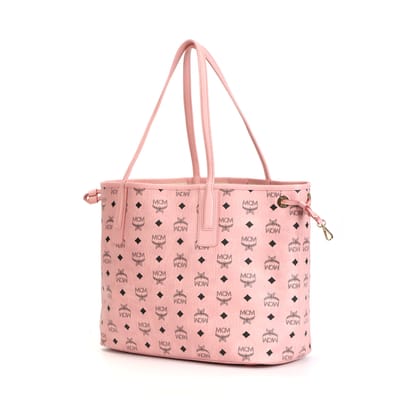 MCM Liz Allover Logo Tote Bag Dames tote bags Perzik-Roze MWPFSLR03PZ001 Basic Set (Bag+Dust Bag) beige