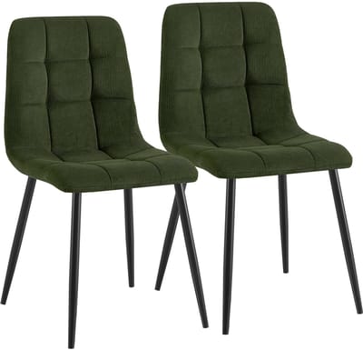 CLP Antibes eetkamerstoelen set van 2 - ribstof - 150 kg - metaal - Ribstof/groen