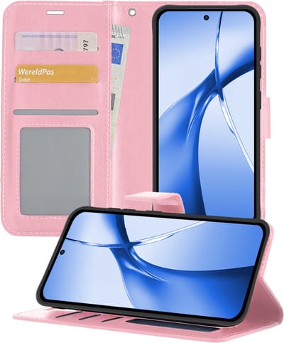 Hoesje - Geschikt voor OnePlus Nord CE4 - Luxe Bookcase - Walletcase Hoes - Portemonnee - Cover - Telefoonhoes - Lichtroze
