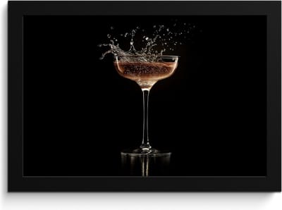 Fotolijst inclusief poster - Posterlijst 30x20 cm - Posters - Cocktail - Zwart - Spetters - Glas - Foto in lijst - Keuken decoratie muur - Wanddecoratie accessoires - Muurdecoratie - Schilderijen