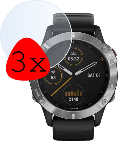 Screenprotector - 3 Stuks Geschikt voor Garmin Fenix 6 - Extra Sterk - Tempered Glass - Gehard Glas - Beschermglas Screen Cover - Bescherm Protector voor Smartwatch