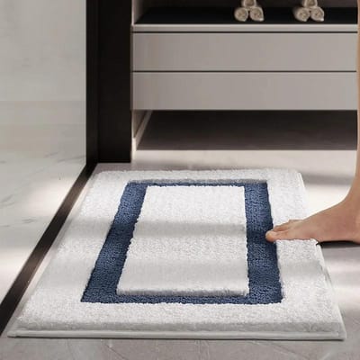 Luxe Gevlokte Badmat - Rechthoekig/Ovaal Antislip Badkamerkleed, Dik Supervezel Absorberend Tapijt voor Moderne Huisdecoratie 44x76cm