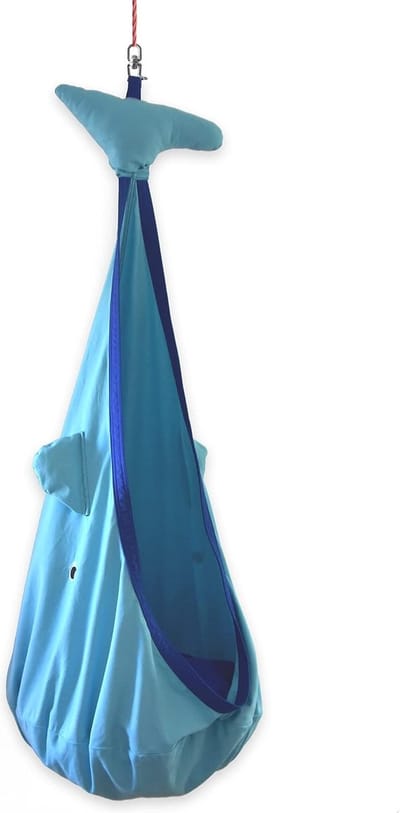 Hanggrot voor kinderenWillo der Wal (getest op schadelijke stoffen en GS-gecertificeerd, van 100% katoen, houdt tot 80 kg, met accessoires) blauw