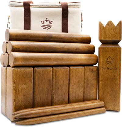 Kubb Werpspel - Viking Schaakspel - Buiten Spelen - Rubberen Hout Materiaal - 38x32x20 cm