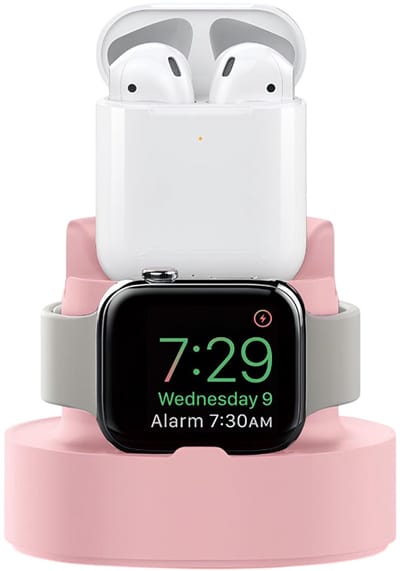 Eko, Duurzaam TPU 2-in-1 oplaadstation voor Apple Watch en AirPods / smartphone, Roze