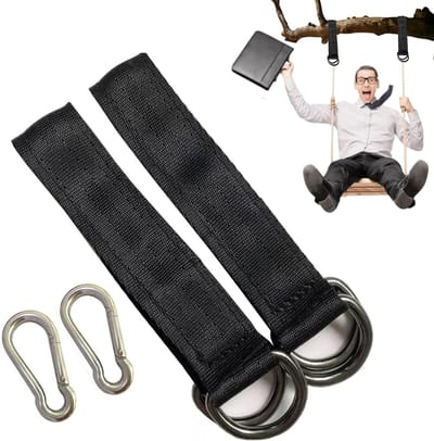 Hammock en Schommel Hangset met 2 Carabiners en D-Ringen, Nylon Ophangriemen voor Buitengebruik, Duurzaam en Veilig
