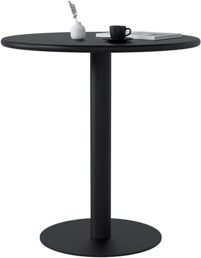 CLP Jarla Ronde Bistrotafel 70 cm - Moderne Keukentafel - MDF Tafelblad - Metalen Onderstel - Voor 2-4 Personen - zwart