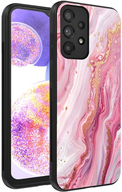 Smartphonica Telefoonhoesje geschikt voor Samsung Galaxy A23 met marmer opdruk - TPU backcover case marble design - Roze geschikt voor Samsung Galaxy A23