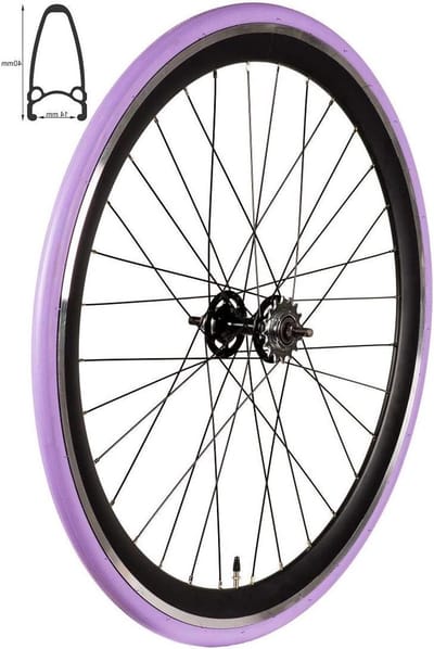 Achterwiel Singlespeed Fixie - Loopwiel Velg - Stadsfiets - Flip-Flop Naaf - 28 Inch - Zwart Lila
