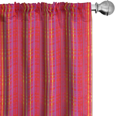 ABAKUHAUS Gordijnen – Abstrakt 2x75x225 cm – Donkerkoraal & Geel