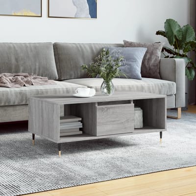 vidaXL - Salontafel - 90x50x36,5 - cm - bewerkt - hout - grijs - sonoma
