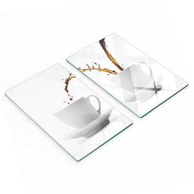 Multifunctionele decoratieve snijplanken voor de keuken, gehard glas, koffiekleur, 2x30x52 cm