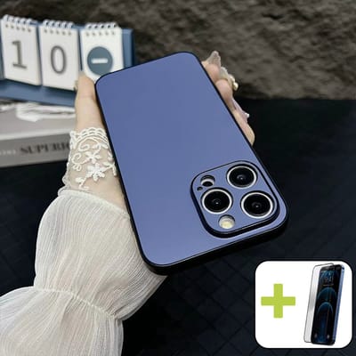 Hoesje voor iPhone 15, Siliconen Case, PC Anti-Vingerafdruk Hoes, Ultradun Lichtgewicht Schokbestendige Hoesje voor smartphone, Donkerblauw - Screenprotector