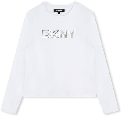 Dkny D62037 T-shirt Met Lange Mouwen Wit 16 Years Meisje
