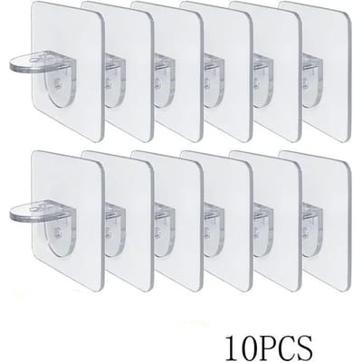 Autocollants de Cloison Non Perforés, Supports de Cloison Étagère de Garde-Robe, Supports Adhésifs Sans Couture, Racks de Rangement à Forte Charge, Et Étagères de Rangement 10pcs