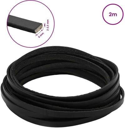 vidaXL - Leren - riem - 1 - Zwart - 200 - x - 0,6 - cm - Leer