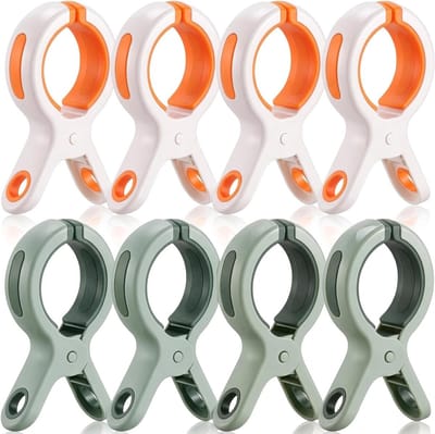Grote handdoekklemmen voor strandstoelen - 8 stuks winddichte clips voor handdoeken, ligbedden en zwembadstoelen, stabiele en stevige wasknijpers voor buitengebruik