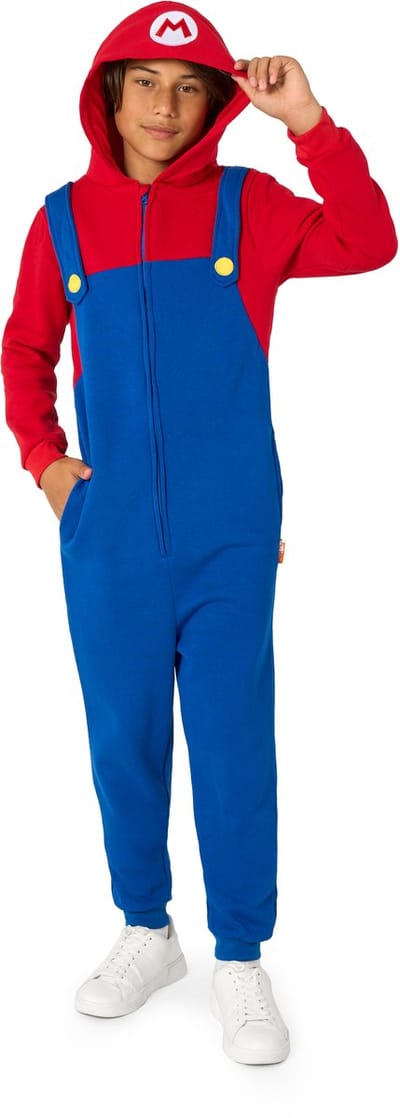 OppoSuits Mario Kids Onesie - Nintendo Huispak - Kinder Kleding voor Mario Outfit - Carnaval - Rood - Maat: XL - 158/164 - 170/176 - 14-16 Jaar