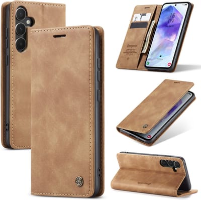 Casemania Hoesje Geschikt voor Samsung Galaxy S25 - Sienna Brown - Dunne Portemonnee Book Case - Slim Wallet Case met Pasjeshouder