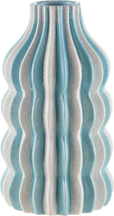 HomeBound by KY | Aardewerk vaas stripes | 18x18x31,5cm | bloemenvaas aardewerk