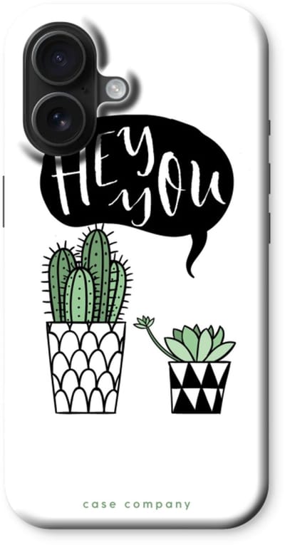 Case Company® - Hoesje geschikt voor iPhone 16 hoesje - Hey you cactus - Tough Case - Maximale Bescherming alle Kanten en Schermrand