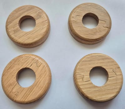 Eikenhouten Radiatorpijpkragen 15mm - 2 Stuks - Eenvoudige Splitkraag voor Afwerking